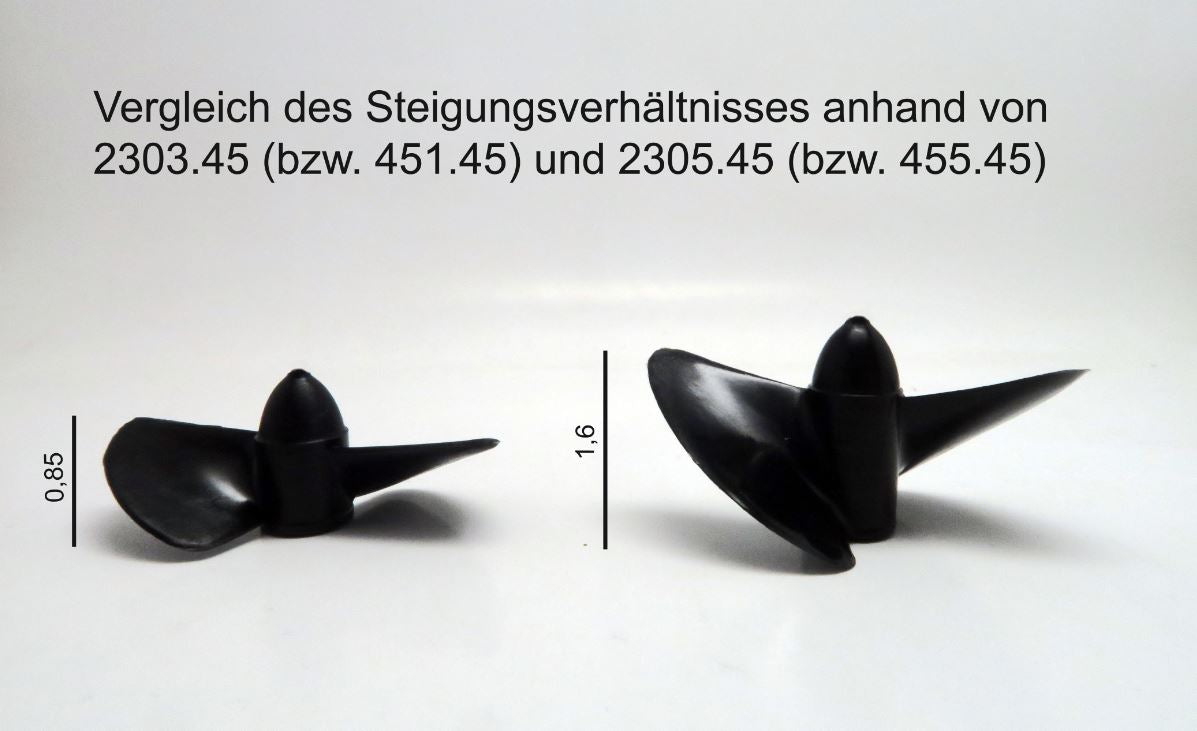 Rennschrauben D 40 mm / Steigung 34 mm / M4 Gewinde / 2 Blatt rechtslaufend / Kunststoff