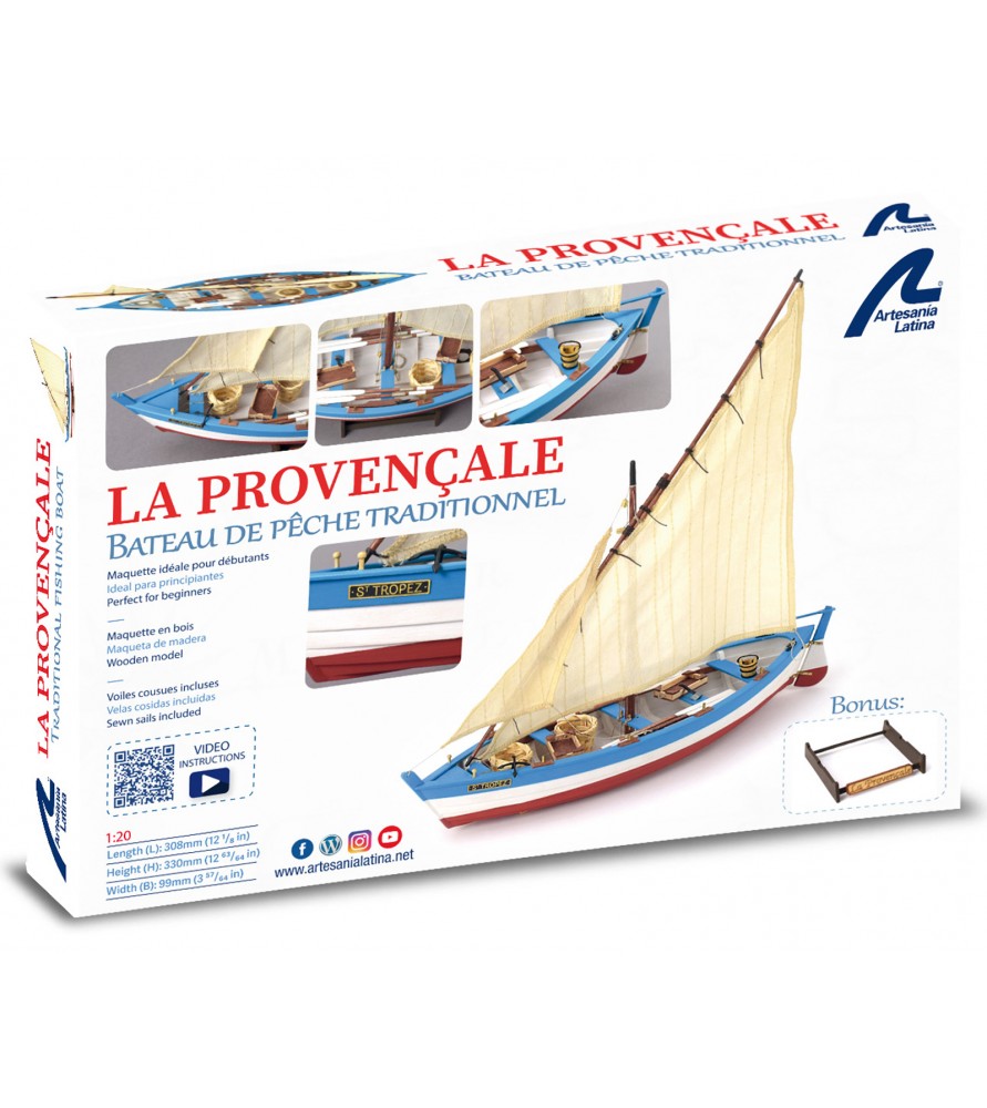La Provençale Fischersegelboot,  Länge 308 mm, 1:20, Holzbausatz