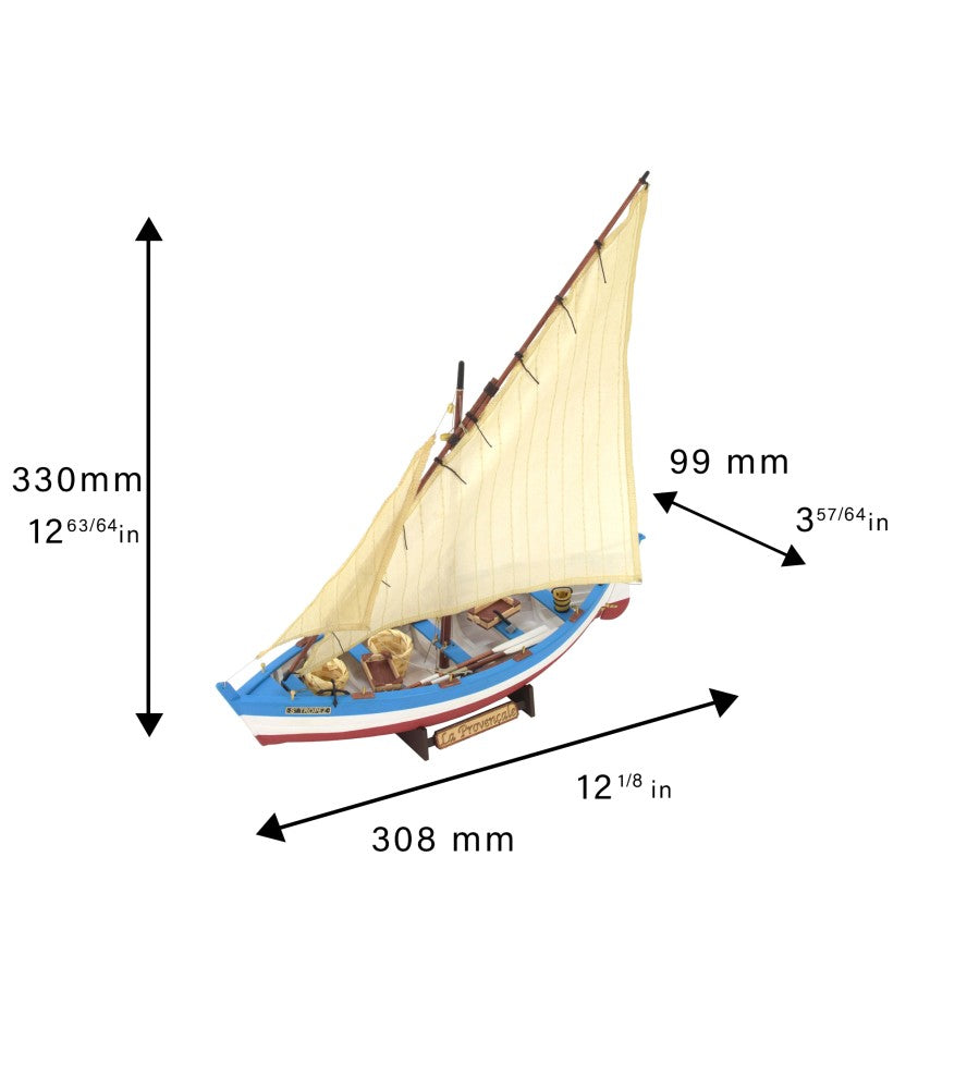 La Provençale Fischersegelboot,  Länge 308 mm, 1:20, Holzbausatz