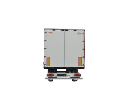 Sattelaufleger Fliegl Megarunner mit Plane (rot), 3-Achs, 1:14 Bausatz, Carson