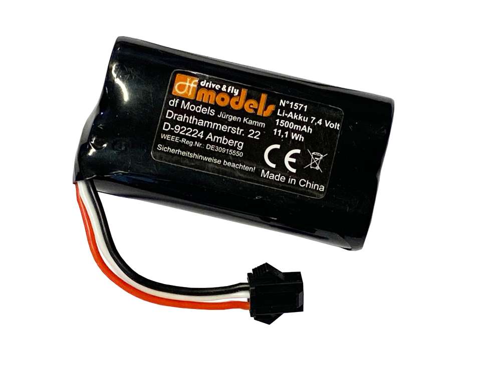 Li-Ion Akku 7,4V 1500mAh mit 3poligen schwarzen Stecker