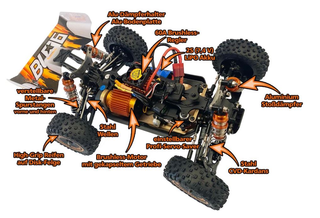 BL-06 Brushless 4WD Buggy mit Fernsteuerung, 1:14, RTR Spritzwassergeschützt