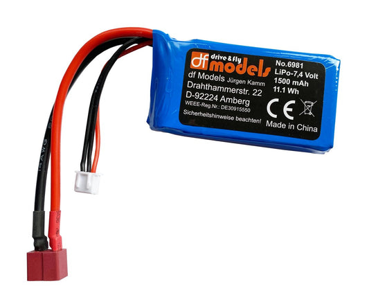 Li-Po Akku 7,4 V 1500mAh mit T-Buchse (Deans)
