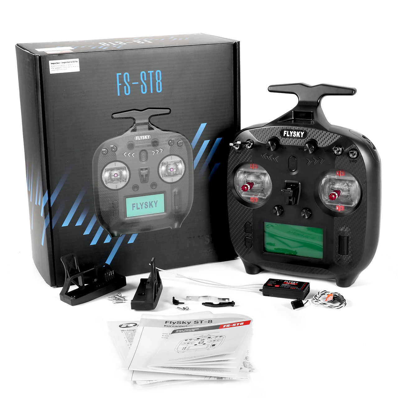 Flysky FS-ST8 8 Kanal Fernsteuerung mit FS-SR8 Empfänger und Zubehör