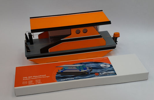 GK SH Hausboot modernes Design + Basis mit Motor, Servo, Regler, Länge 435 mm