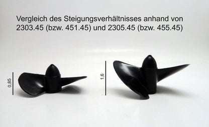 Rennschrauben D 35 mm / Steigung 30 mm / M4 Gewinde / 2 Blatt linkslaufend / Kunststoff