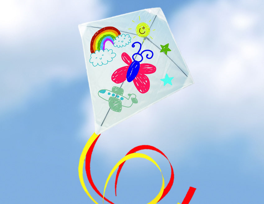 Bemale deinen Drachen / paint your kite Basteldrachen    Einleiner mit Schnur