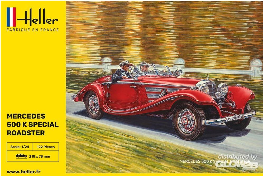 Mercedes 500K Special Roadster, Heller, Standmodell, 1:24