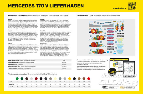 Mercedes 170 V Lieferwagen, Heller, Standmodell, 1:24