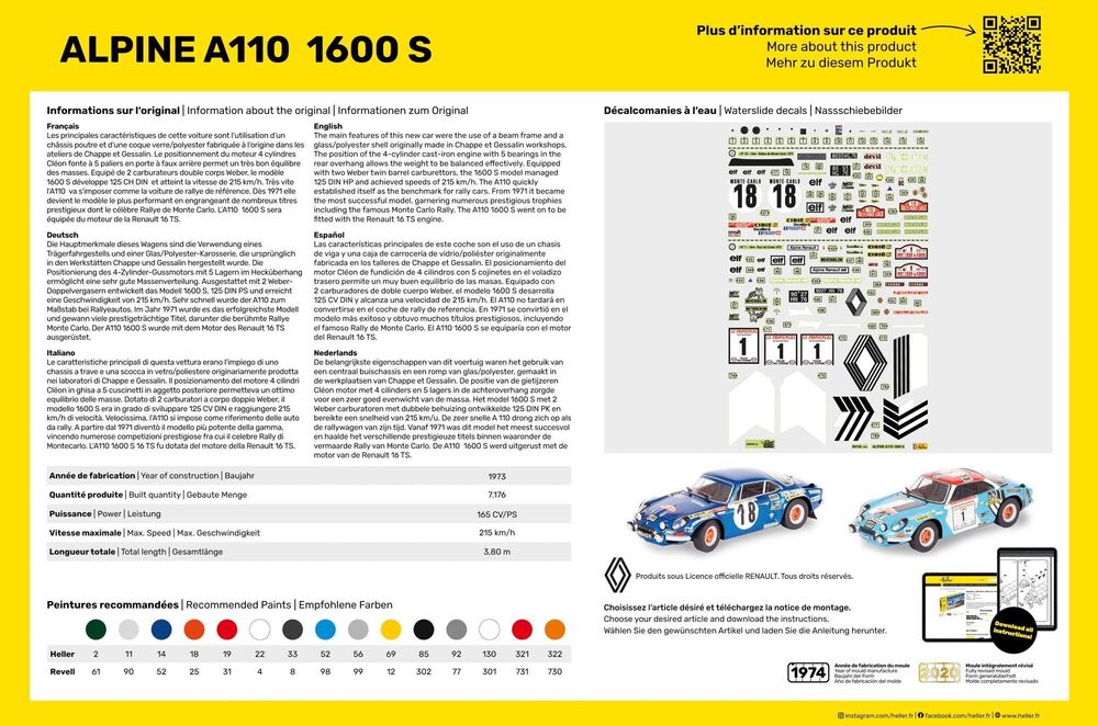 Alpine A110 1600 S, Heller, Standmodell, 1:24