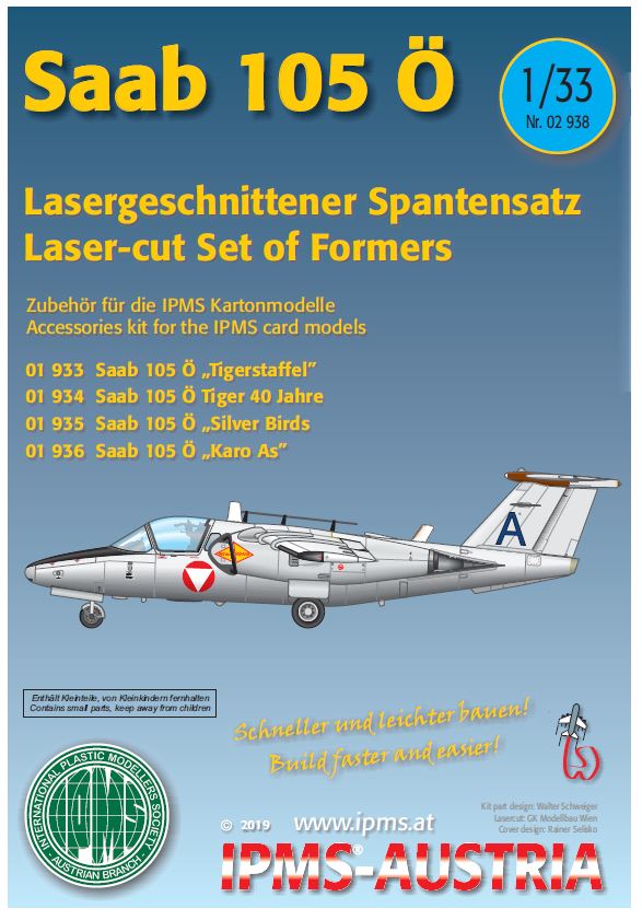 Saab 105 Spantensatz für Kartonmodell, 1:33 1/3, IPMS