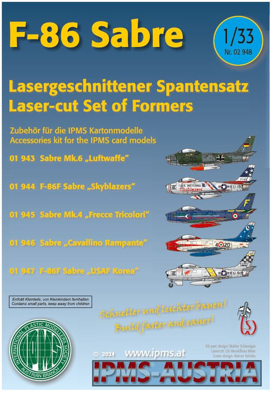 F-86 Sabre Spantensatz für Kartonmodell, 1:33 1/3, IPMS