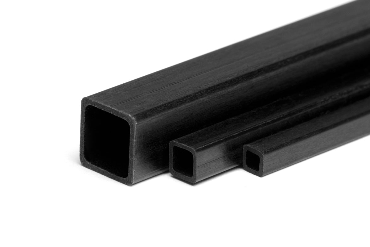 Kohlefaser Vierkantrohr  5 x 5 x 1000 mm mit 4mm Innenbohrung
