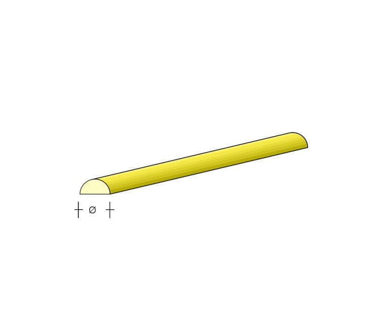 Halbrund 2.5x5.0 x1000 mm          Messing