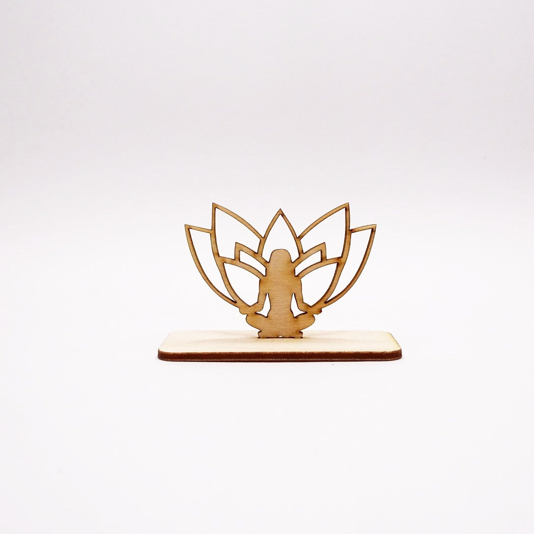 DIY-SET mit 2 x Herz, Haus, Yoga, Pakerl aus Holz und Yoga aus Acryl für Noch Figuren, Gutscheine oder ähnliches