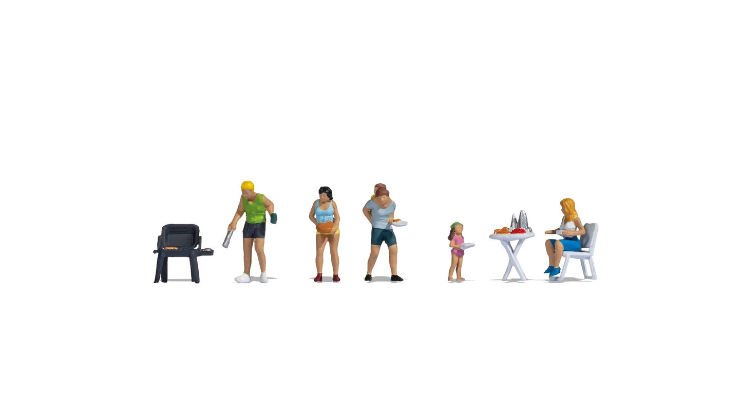 Menschen beim Camping, 5x Figuren mit Zubehör, 1:87