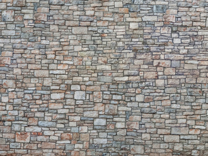3D-Kartonplatte “Bruchsteinmauer”, Grautöne, Bunt, 250 x 125 mm