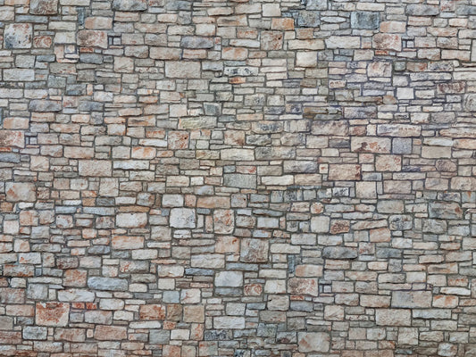 3D-Kartonplatte “Bruchsteinmauer”, Grautöne, Bunt, 250 x 125 mm