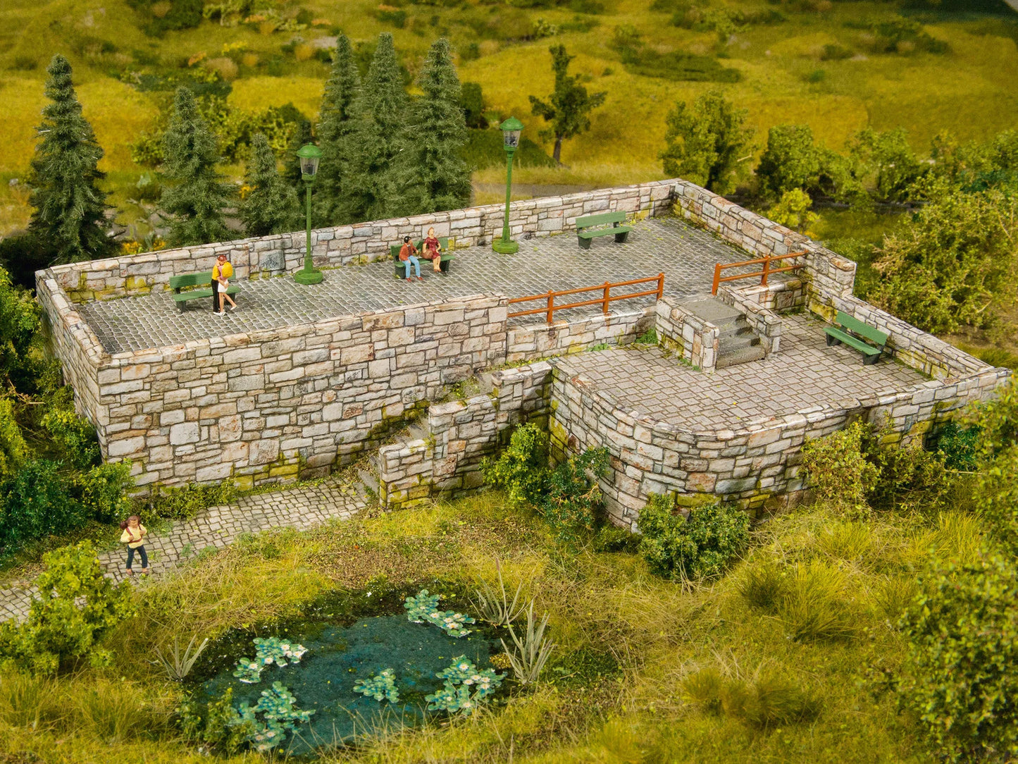 3D-Kartonplatte “Bruchsteinmauer”, Grautöne, Bunt, 250 x 125 mm