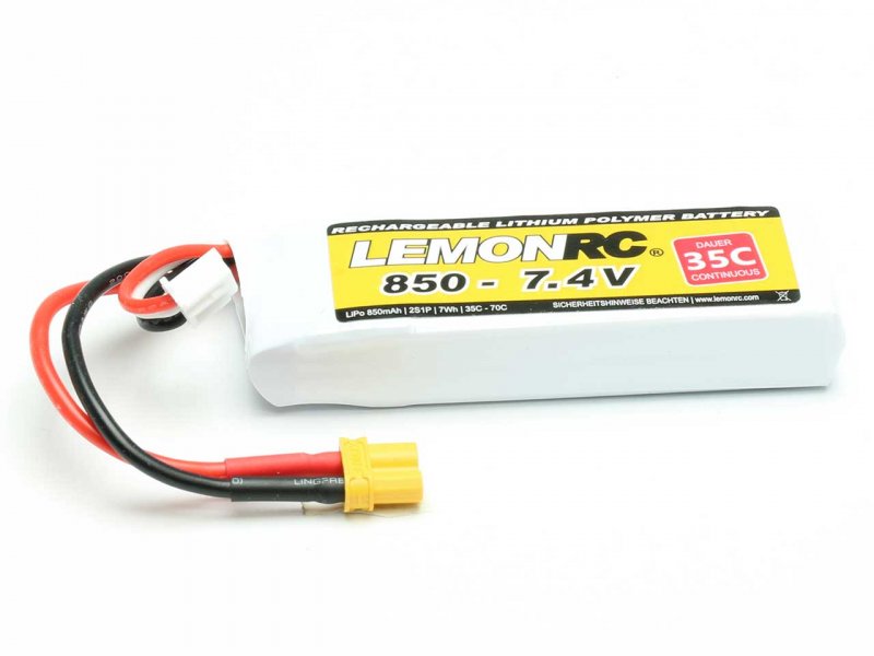 LEMONRC LiPo Akkus 850 - 7,4V 35C  mit XT60 Buchse