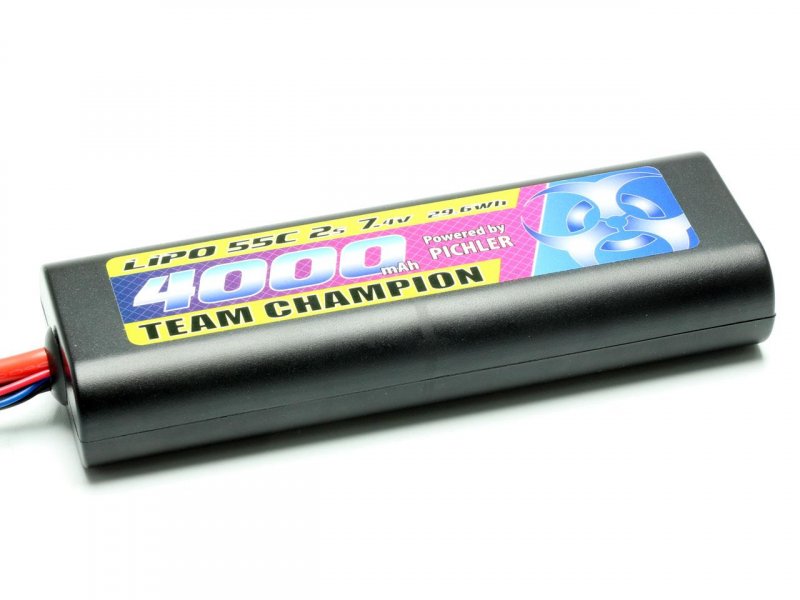 Team Champion LiPo Akku 4000 - 7,4V 55C Racing Pack mit T-Stecker
